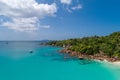 Aerial view of beautiful island at Seychelles in the Indian Ocean.Top view from drone Royalty Free Stock Photo
