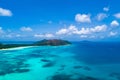 Aerial view of beautiful island at Seychelles in the Indian Ocean.Top view from drone Royalty Free Stock Photo