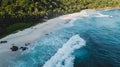 Aerial view of beautiful island at Seychelles in the Indian Ocean. Royalty Free Stock Photo