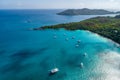 Aerial view of beautiful island at Seychelles in the Indian Ocean.Top view from drone Royalty Free Stock Photo