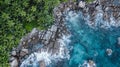 Aerial view of beautiful island at Seychelles in the Indian Ocean. Royalty Free Stock Photo