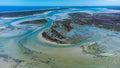 Aerial view of the beautiful islands and clear sea in Cape Town,  South Africa Royalty Free Stock Photo