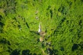 Aerial view of beautiful Kaeng Yuy waterfall at Vang Vieng , Laos. Southeast Asia. Photo made by drone from above. Bird eye view