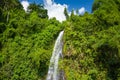 Aerial view of beautiful Kaeng Yuy waterfall at Vang Vieng , Laos. Southeast Asia. Photo made by drone from above. Bird eye view