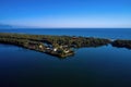 Aerial view of beautiful Kaiafas lake in Ilia in Peloponnese, Greece