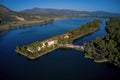 Aerial view of beautiful Kaiafas lake in Ilia in Peloponnese, Greece