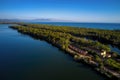 Aerial view of beautiful Kaiafas lake in Ilia in Peloponnese, Greece