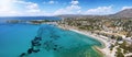 Aerial view of the beautiful Kiteza beach at Lagonisi, south of Athens Royalty Free Stock Photo