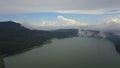 Aerial view of a beautiful lake inside an old volcanic caldera. Lake Buyan, Twin Lakes, Bali, Indonesia Royalty Free Stock Photo