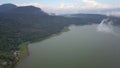 Aerial view of a beautiful lake inside an old volcanic caldera. Lake Buyan, Twin Lakes, Bali, Indonesia Royalty Free Stock Photo