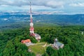 Sleza mountain landscape. Aerial view of mountains with forest. Royalty Free Stock Photo