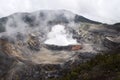 Aerial view. Beautiful landscape with Poas volcano and smoke comming out of its crater.Costa Rica Royalty Free Stock Photo