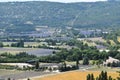 Aerial view of beautiful lavender fields in Sault, France Royalty Free Stock Photo