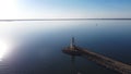 Aerial view beautiful Lighthouse and Lake Hefner in horizontal line, Oklahoma City, America Royalty Free Stock Photo