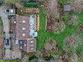 Aerial view of beautiful luxury villa with english garden type during winter season.