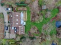 Aerial view of beautiful luxury villa with english garden type during winter season.