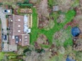 Aerial view of beautiful luxury villa with english garden type during winter season.