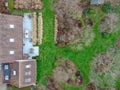 Aerial view of beautiful luxury villa with english garden type during winter season.