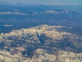 Aerial view of the beautiful Mammoth area with snowy mountain