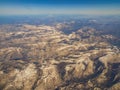 Aerial view of the beautiful Mammoth area with snowy mountain