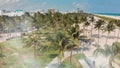 Aerial view of beautiful MIami Beach palms ad beach from drone point of view, Florida Royalty Free Stock Photo