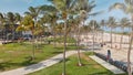 Aerial view of beautiful MIami Beach palms ad beach from drone point of view, Florida Royalty Free Stock Photo