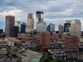 Aerial view of the beautiful modern buildings of Minneapolis, USA Royalty Free Stock Photo