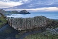 Aerial view on a beautiful morning with sunrise at Giants Causeway, the famous landmark in Northern Ireland UK Royalty Free Stock Photo