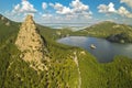 Aerial view of the a beautiful mountain lake Borovoe (Burabay), Kazakhstan Royalty Free Stock Photo