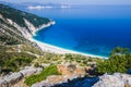 Aerial View of beautiful Myrtos Bay and Beach on Kefalonia Island, Greece Royalty Free Stock Photo