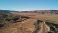 Aerial view of beautiful road corssing the canyon in summer seas Royalty Free Stock Photo