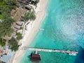 Aerial view of a beautiful sea in Gili Island, Indonesia Royalty Free Stock Photo