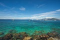 Aerial view of beautiful seascape of Capri Island under blue sky Royalty Free Stock Photo