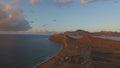 Aerial view of beautiful seascape in Malaysia. Shot. Aerial view on rocky or cliffy coast somewhere in Malaysia