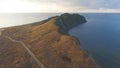 Aerial view of beautiful seascape in Malaysia. Shot. Aerial view on rocky or cliffy coast somewhere in Malaysia