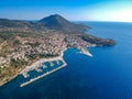 Aerial view of the beautiful seaside city of Pilos located in western Messenia, Greece