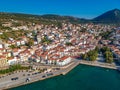 Aerial view of the beautiful seaside city of Pilos located in western Messenia, Greece