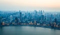 Aerial view of beautiful shanghai bund in nightfall Royalty Free Stock Photo