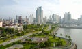 Aerial view of the beautiful skyline of Panama City