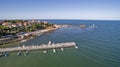 Aerial view of beautiful small town resort on the Black Sea from Above Royalty Free Stock Photo