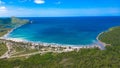 Aerial view of the beautiful sunny Bahia de Patanemo beach in Puerto Cabello, Venezuela Royalty Free Stock Photo