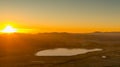 Aerial view of a beautiful sunrise over a Lake in Northern Nevada near Reno. Royalty Free Stock Photo