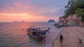 Aerial view beautiful sunset hole in the cape at Thalane Krabi Royalty Free Stock Photo