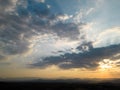 Aerial view of a beautiful sunset with mountains in the background. Vacation concept. Mexican landscape at sunset Royalty Free Stock Photo