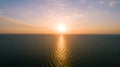 Aerial view Beautiful view sunset over sea surface beautiful wave Amazing light sunset or sunrise sky over sea landscape nature Royalty Free Stock Photo