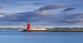 Sunset Poolbeg lighthouse in Ireland