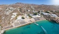 Aerial view of the beautiful Super Paradise Beach at Mykonos island