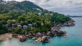 Aerial view of the beautiful tropical beach with villas near ocean in Thailand.Koh Samui. Landscape.Asia. Drone. Royalty Free Stock Photo