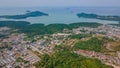 Aerial view of beautiful tropical city with trees and buildings near ocean in Thailand. Landscape.Asia. Drone. Royalty Free Stock Photo