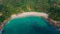 Aerial view of beautiful tropical hidden secluded beach in Phuket. Landscape. Thailand. Asia. Nature. Sunny day Royalty Free Stock Photo